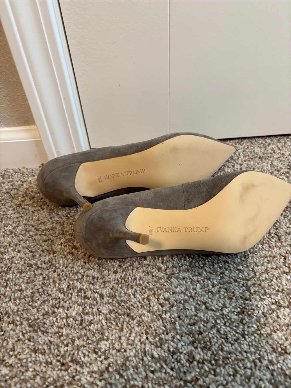 Ivanka Trump Classic Gray Pointed-Toe Suede Pumps - Women - Picture 4 of 4